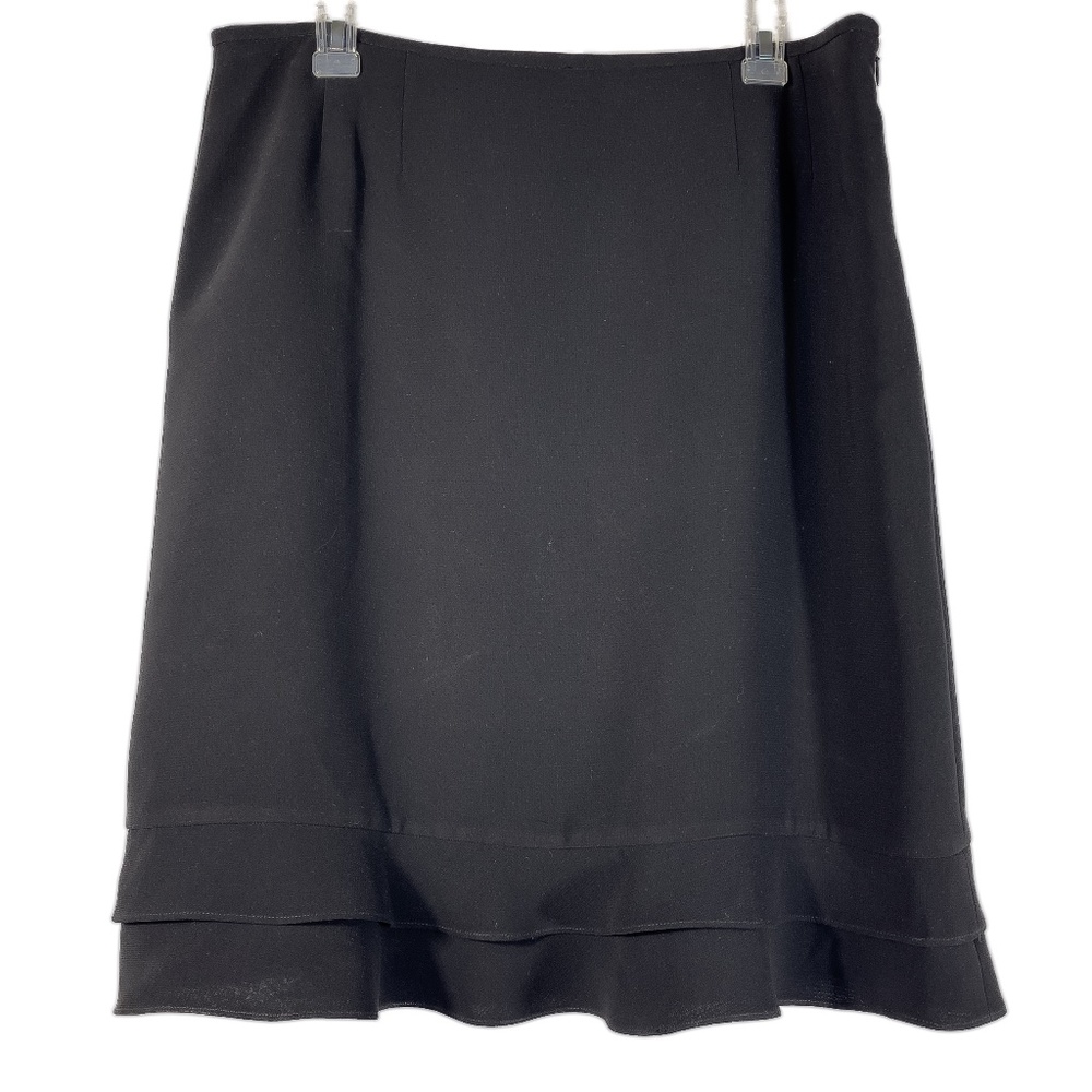 Black Polyester Skirt with Double Ruffled Hem